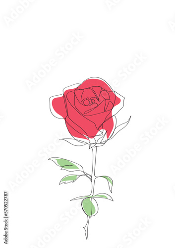 line art or One Line Drawing of rose flower minimalist drawing vector illustration floral art design