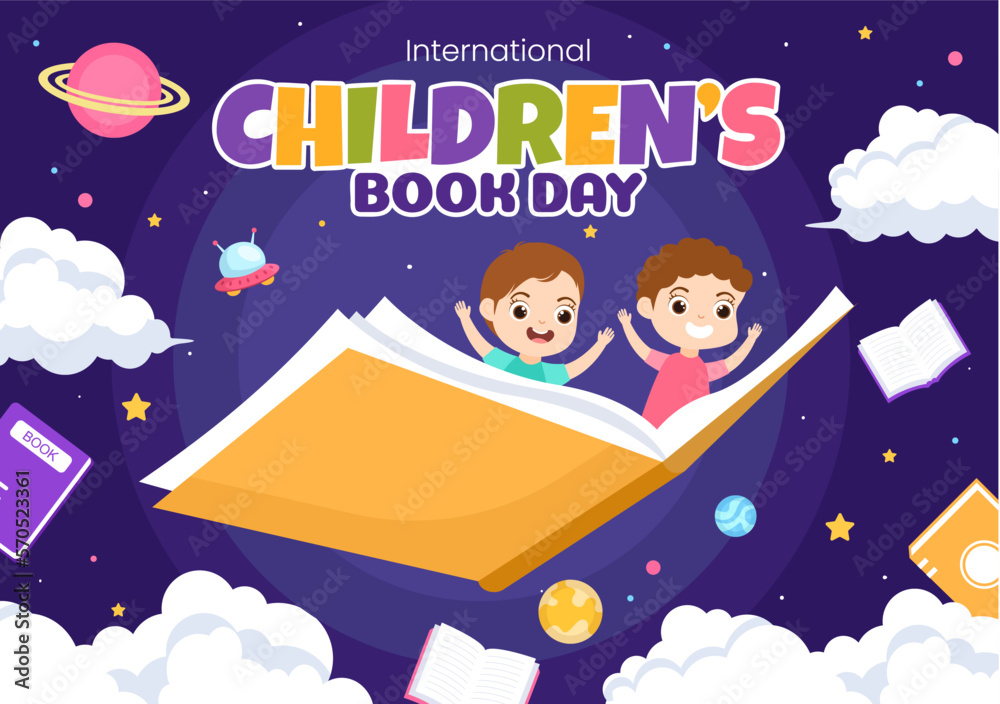 Children Reading And Writing Cartoon