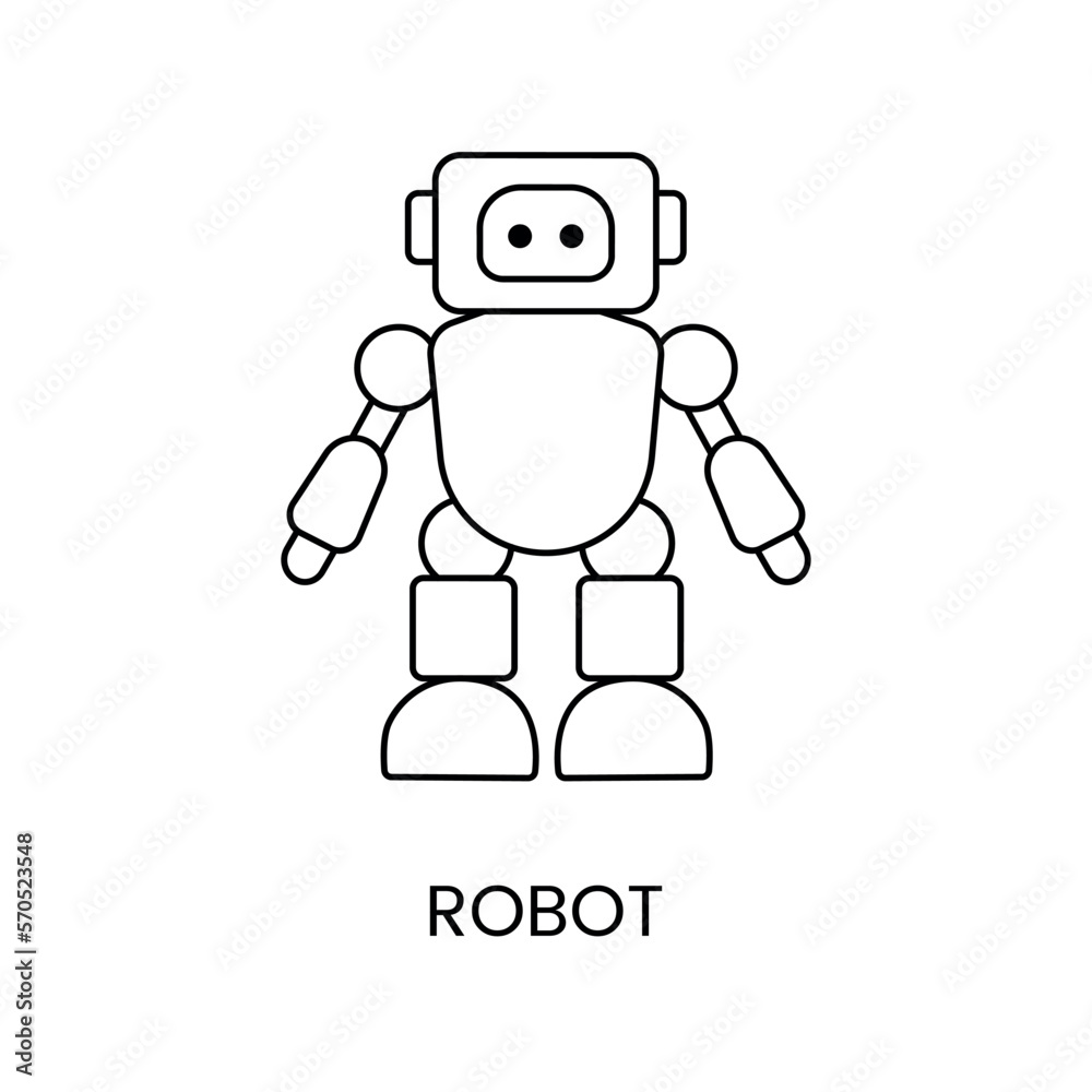 Robot line icon in vector, illustration for kids online store.