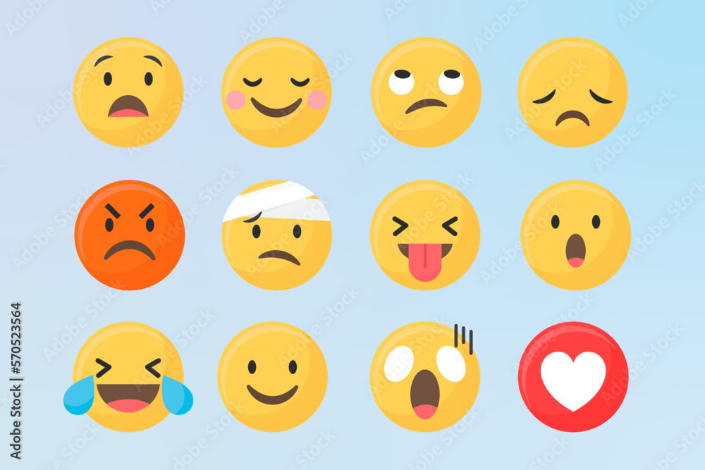 set of smileys with emotions set of smileys with emotions