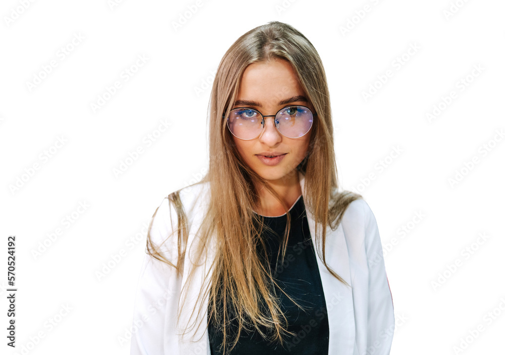 Client in optics. Selective focus. Woman in corrective glasses looking to the camera. Stand with spectacles. Wide assortment in shop. Client in optics. Selective focus. Woman in corrective glasses looking to the camera. Stand with spectacles. Wide assortment in shop.