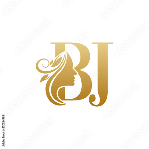 Initial BJ face beauty logo design templates
