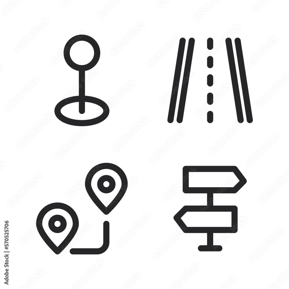 Maps & Navigation icons set = point, roadway, direction, sign way