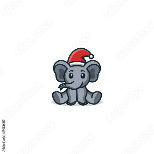 Fototapeta Naklejka Na Ścianę i Meble -  christmas elephant cute animal logo