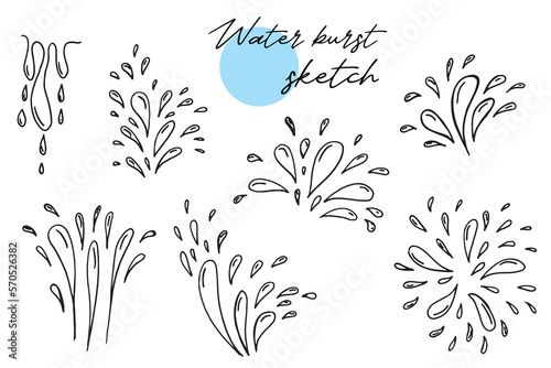 doodle water burst splash illustration hand drawing style vector