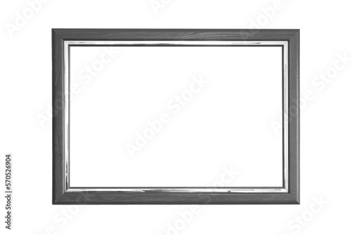 Vintage old wooden frame isolated on white background with clipping path. Empty space for text. Copy space