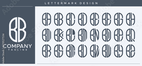 Modern line abstract tube capsule initial B BB letter logo set