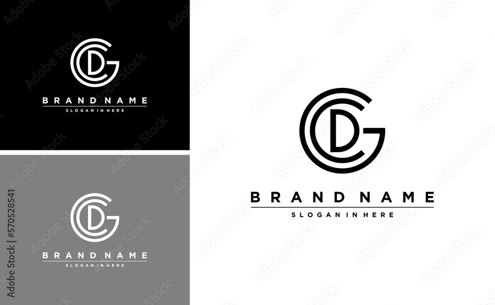 simple GCD letter logo circle concept monogram vector template