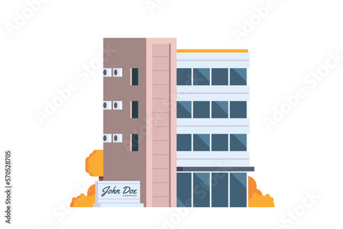 Vector office city building flat design illustration element