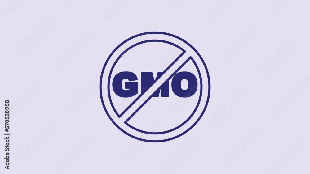 Blue No GMO icon isolated on purple background. Genetically modified organism acronym. Dna food modification. 4K Video motion graphic animation Blue No GMO icon isolated on purple background. Genetically modified organism acronym. Dna food modification. 4K Video motion graphic animation