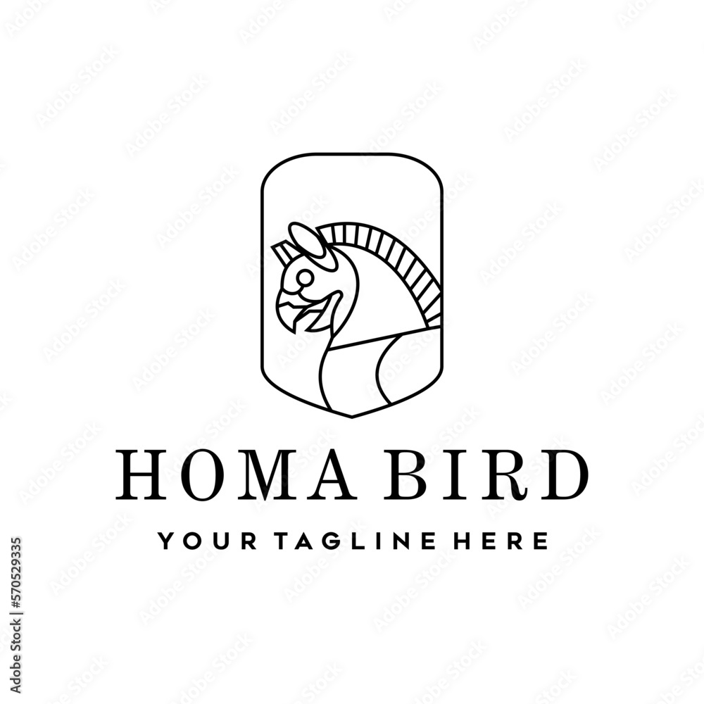 Homa bird logo with shield - vector illustration, homa bird emblem design with shield. Suitable for your design need, logo, illustration, animation, etc.