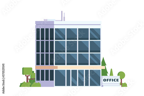Vector office city building flat design illustration element