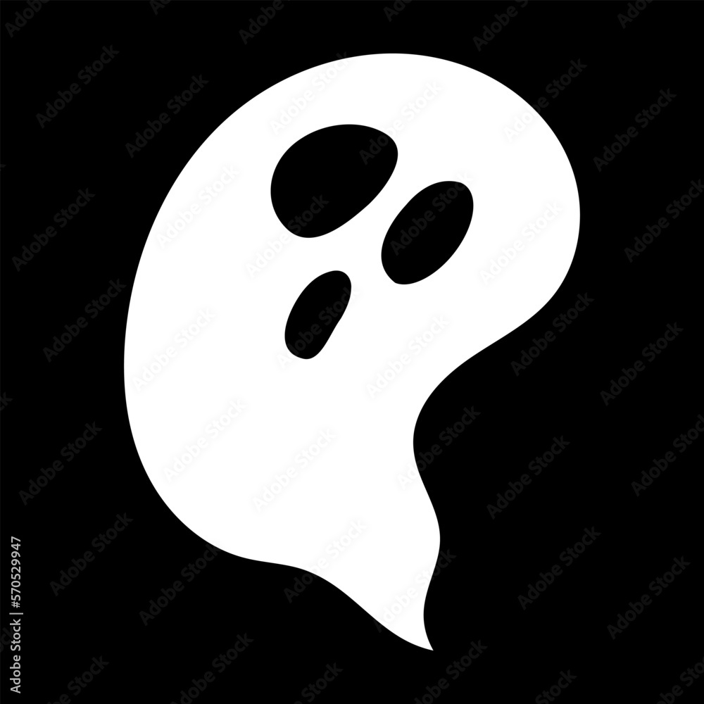 Cartoon ghost icon for Halloween celebration. Hand drawn illustration. Vector isolated on black background. Cartoon ghost icon for Halloween celebration. Hand drawn illustration. Vector isolated on black background.