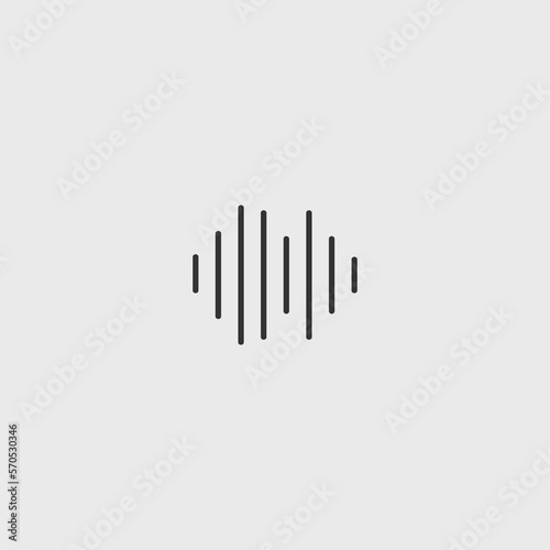 Sound wave solid art vector icon isolated on white background.  filled symbol in a simple flat trendy modern style for your website design  logo  and mobile app