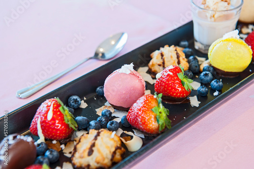 close up of assorted dessert plate at Icelandic restaurant