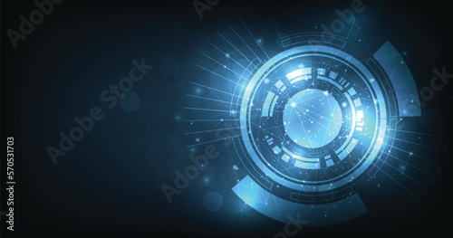Digital circle background. The image Digital circle on dark blue background.High-tech connection system concept.