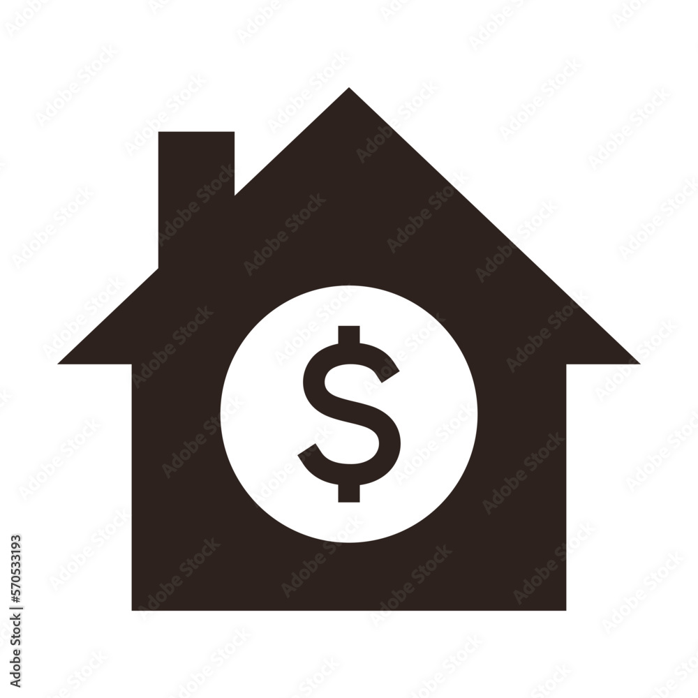 House icon with dollar sign. Real estate investment symbol. Housing price sign. House icon with dollar sign. Real estate investment symbol. Housing price sign.