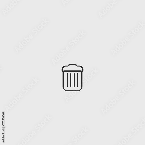 Trashcan solid art vector icon isolated on white background.  filled symbol in a simple flat trendy modern style for your website design, logo, and mobile app