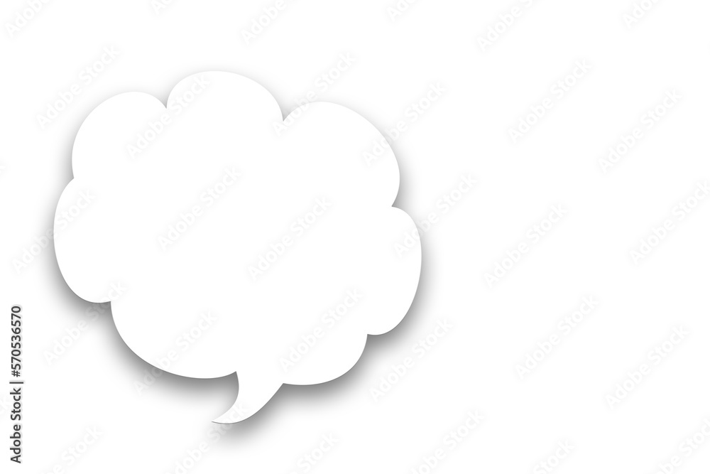 Weiße Sprechblase vor weißen Hintergrund, 2D-Illustration