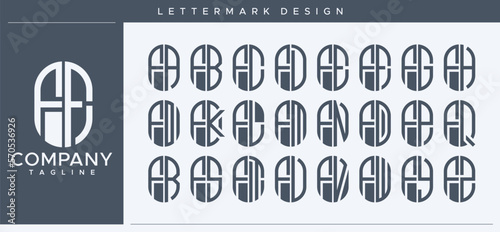 Modern line abstract tube capsule initial F FF letter logo set
