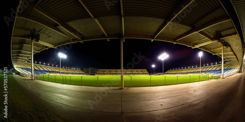 training field, lights on, soccer stadium, generative ai