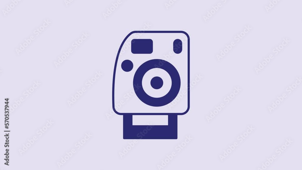 Blue Photo camera icon isolated on purple background. Foto camera. Digital photography. 4K Video motion graphic animation Blue Photo camera icon isolated on purple background. Foto camera. Digital photography. 4K Video motion graphic animation