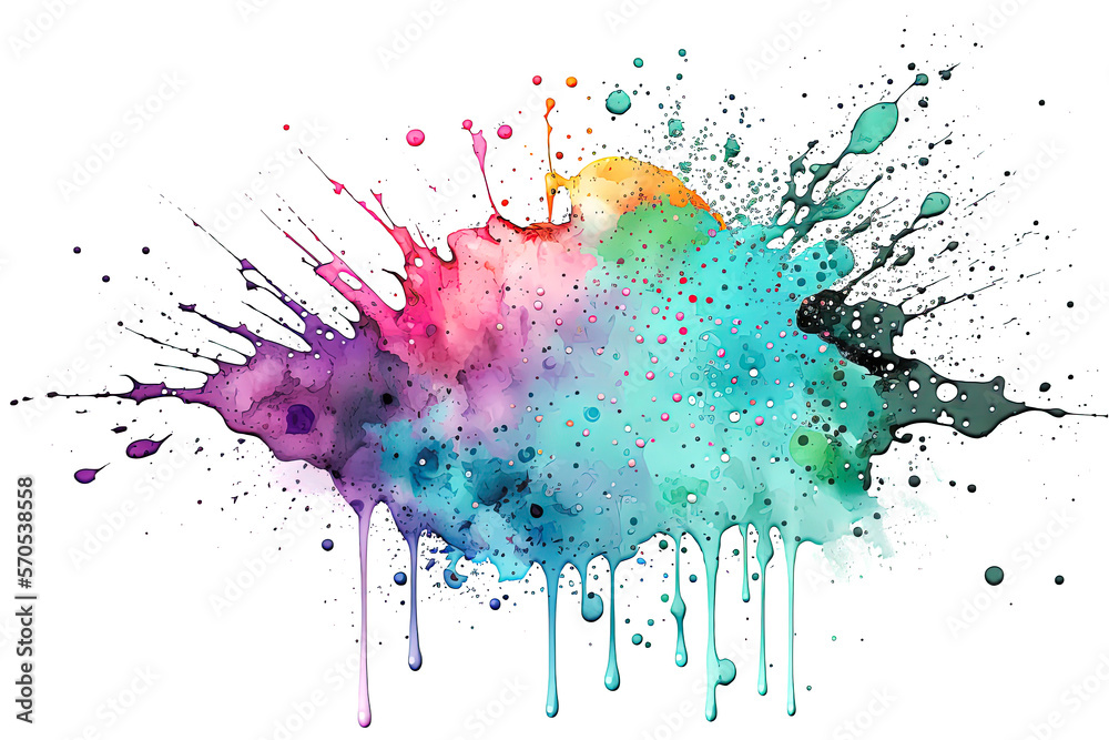 Fototapeta premium Watercolor paint splashes transparent, Generative AI