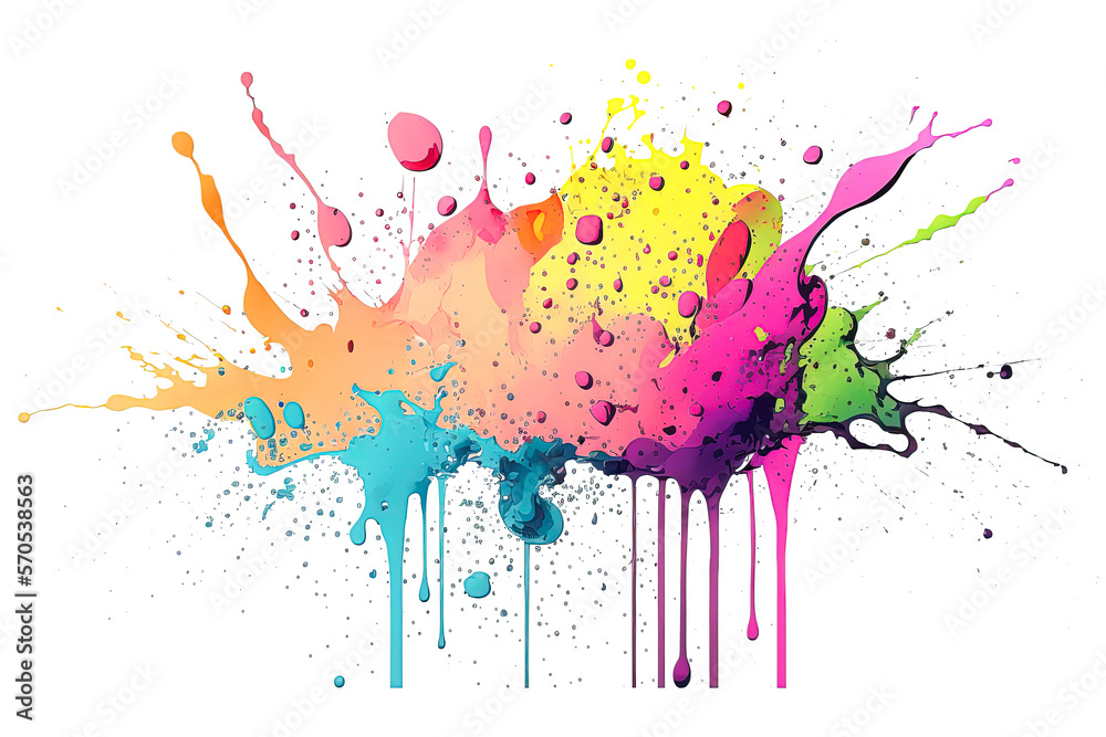 Fototapeta premium Watercolor paint splashes transparent, Generative AI