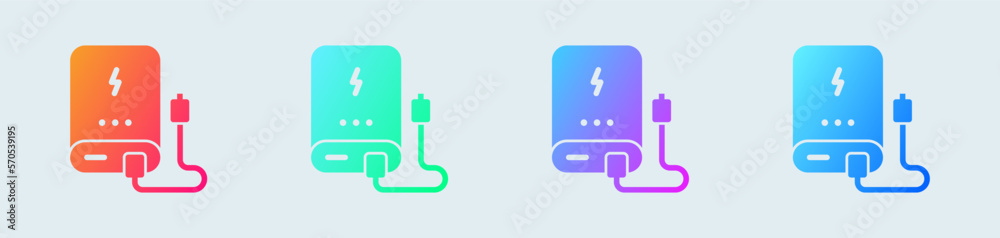 Powerbank solid icon in gradient colors. Power supply signs vector illustration. Powerbank solid icon in gradient colors. Power supply signs vector illustration.