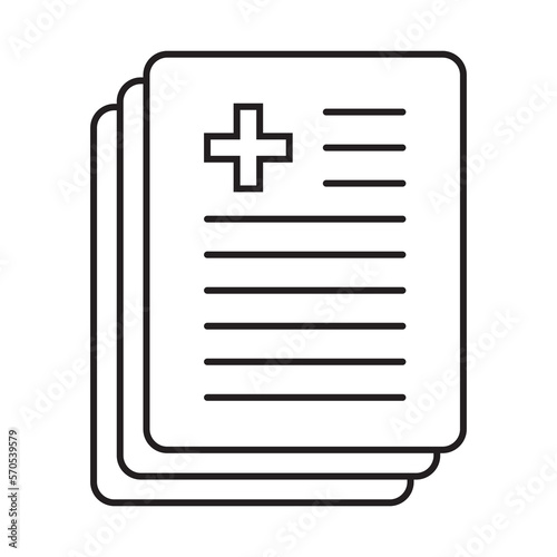 Medical record icon, medical report icon, medical history thin line icon, vector isolated.