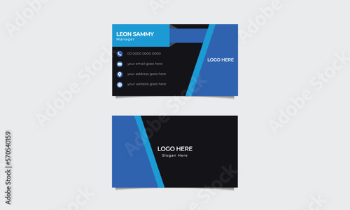 Name card template with the blue element.vector design.