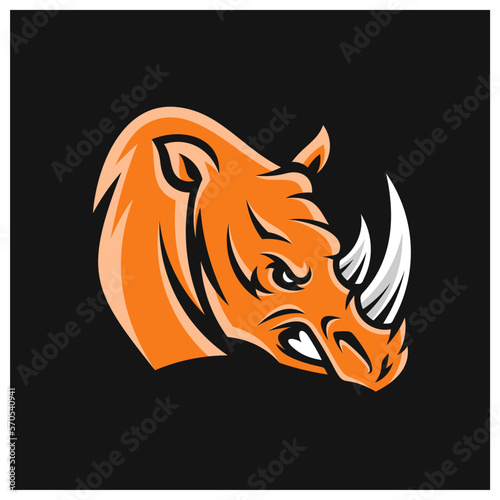 Rhino head mascot esport logo template  Rhino logo design vector
