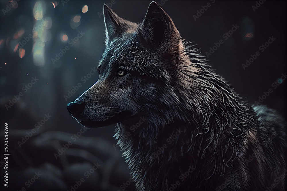Portrait of a wolf, Generative AI Portrait of a wolf, Generative AI