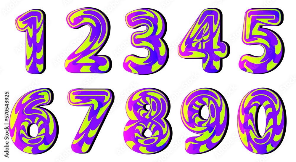 Abstract numbers 0-9. Decorative art brush lettering Abstract numbers 0-9. Decorative art brush lettering