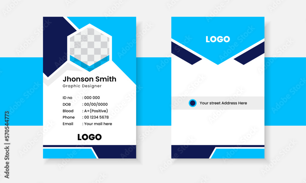 Professional creative unique ID Card design template with cyan & black color Professional creative unique ID Card design template with cyan & black color