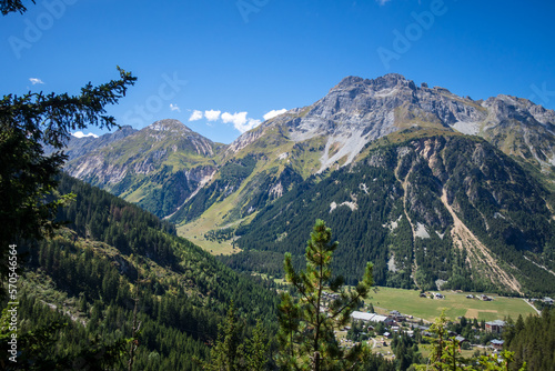 Pralognan la Vanoise town and mountains landscape in French alps © daboost