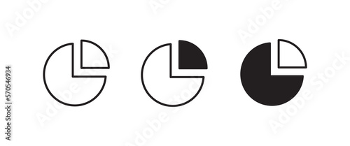 Circle quarter. Pie diagram chart 25 percent . Fraction parts. Numerator, denominator and dividing line. Scientific mathematics icon symbol logo illustration,editable stroke, flat design