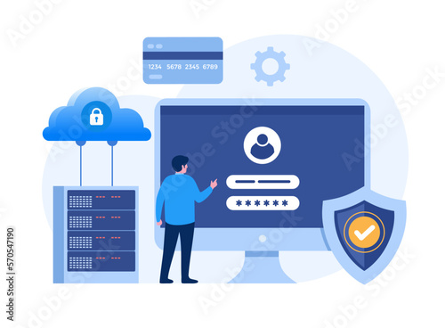 Cyber security, Data protection metaphors set. Database, cyber security, control, protection of computer services. Vector isolated concept illustrations