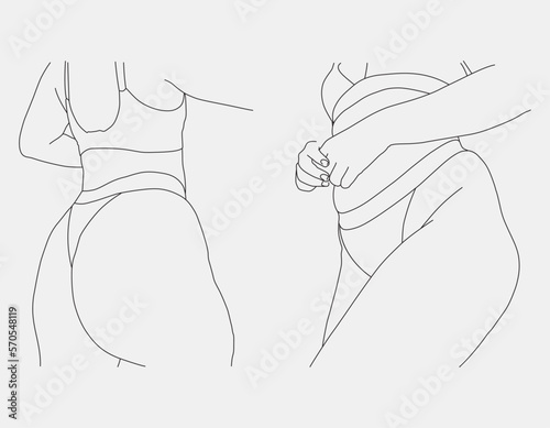 body acceptance, positivity line drawing vector