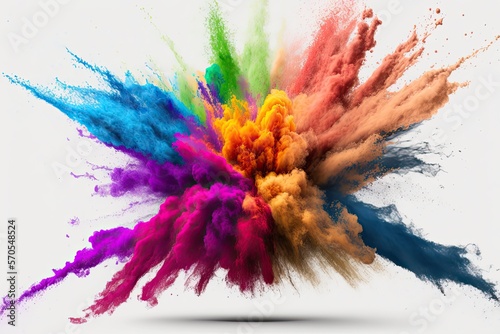 art clor colorful splash holi rainbow color powder explosion Generative AI.