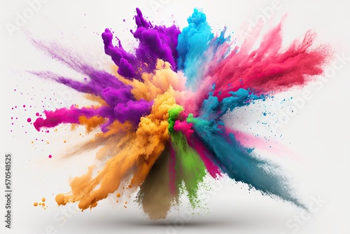 art clor colorful splash holi rainbow color powder explosion Generative AI. photo