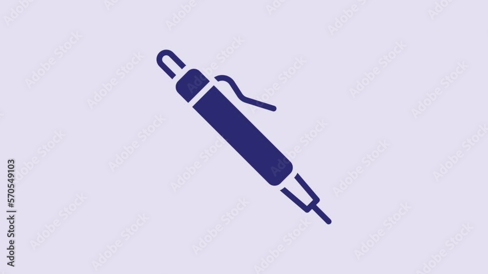 Blue Pen icon isolated on purple background. 4K Video motion graphic animation Blue Pen icon isolated on purple background. 4K Video motion graphic animation
