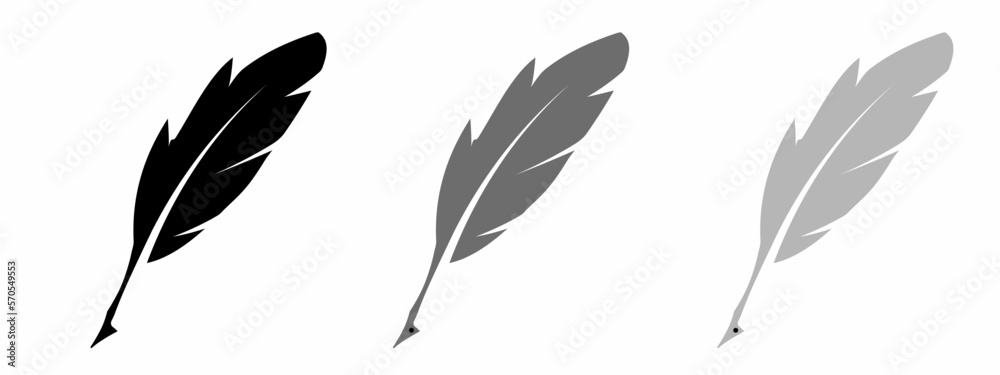 Feathers. Feather icon illustration on white background. Stock vector illustration. Feathers. Feather icon illustration on white background. Stock vector illustration.