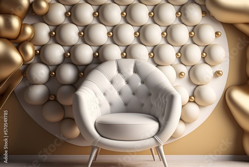 Sillon beige de lujo estilo clásico, asiento barroco de estilo moderno, creada con IA generativa photo