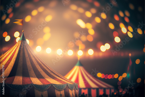 Enjoy beautiful festive light, bokeh and joy in this magical image around the theme of the circus. Ideal for posters or flyers. Circus art. Generative AI