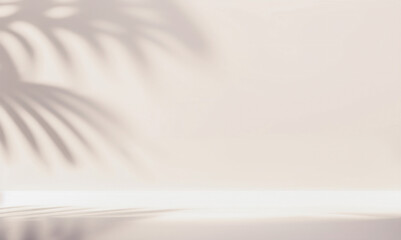 Blurred shadow from palm leaves on the pink wall. Minimal abstract background for product presentation. Spring and summer.