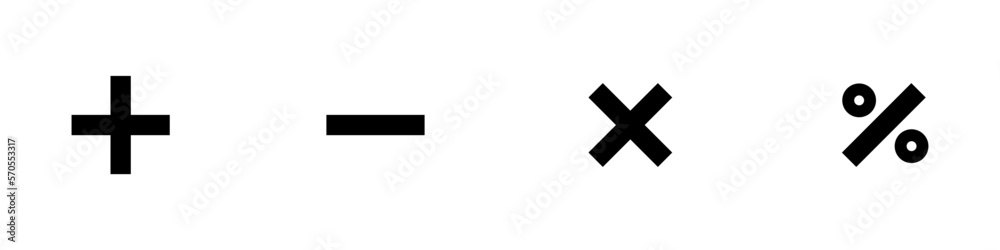 Four arithmetic operations silhouette icons set. Vector. Four arithmetic operations silhouette icons set. Vector.