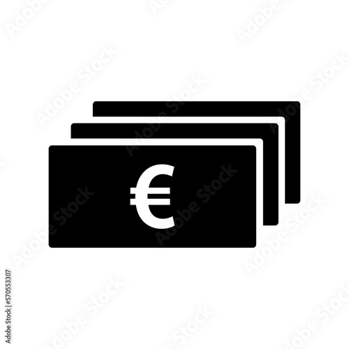 Euro banknote silhouette icon. euro currency. Vector.