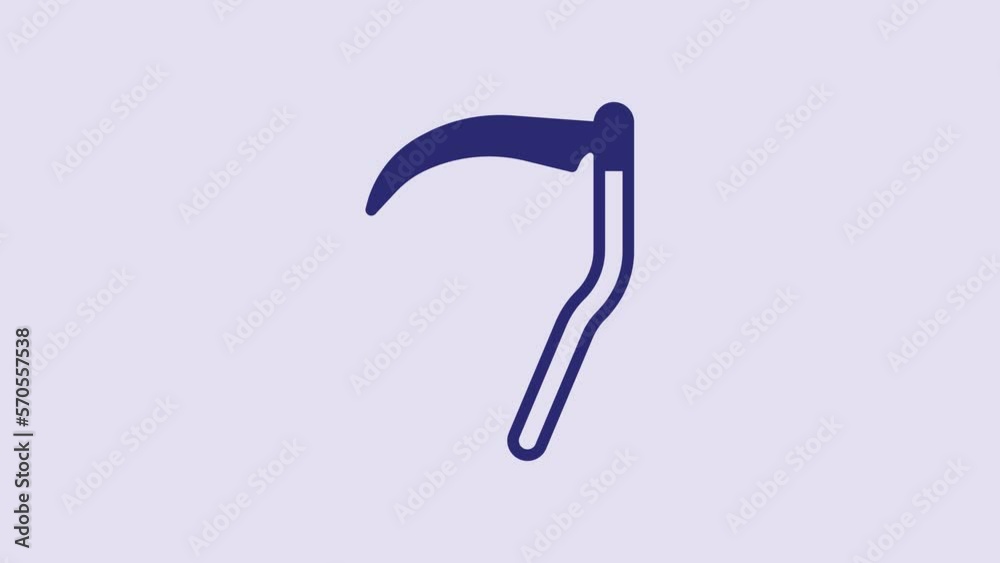 Blue Scythe icon isolated on purple background. Happy Halloween party. 4K Video motion graphic animation Blue Scythe icon isolated on purple background. Happy Halloween party. 4K Video motion graphic animation