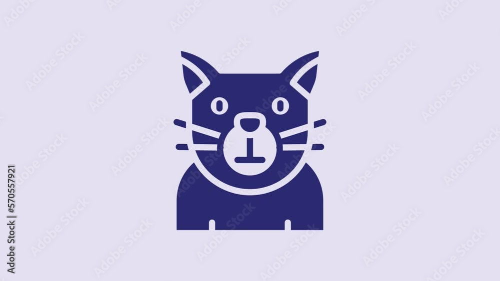 Blue Cat icon isolated on purple background. Animal symbol. Happy Halloween party. 4K Video motion graphic animation Blue Cat icon isolated on purple background. Animal symbol. Happy Halloween party. 4K Video motion graphic animation